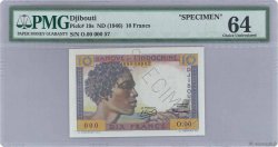 10 Francs Spécimen DJIBUTI  1946 P.19s AU
