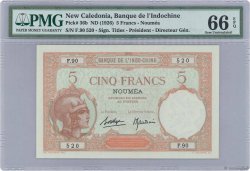 5 Francs NOUVELLE CALÉDONIE  1940 P.36b UNC-