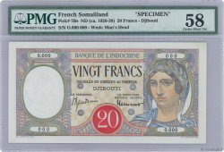 20 Francs Spécimen DJIBOUTI  1941 P.07Bs AU