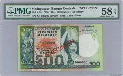 500 Francs - 100 Ariary Spécimen MADAGASKAR  1974 P.064s fST