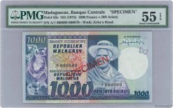 1000 Francs - 200 Ariary Spécimen MADAGASCAR  1974 P.065s AU