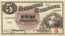 5 Kronor SWEDEN  1946 P.33ac F