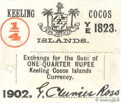 1/4 Rupee KEELING COCOS ISLANDS  1902 PS.124 XF - AU