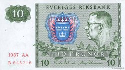 10 Kronor SWEDEN  1987 P.52e VF+