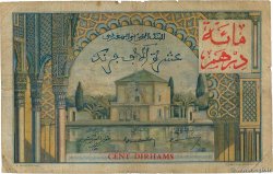 100 Dirhams sur 10000 Francs MAROC  1955 P.52 B+