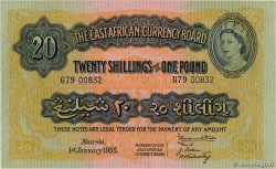 20 Shillings - 1 Pound ÁFRICA ORIENTAL BRITÁNICA  1955 P.35 EBC+