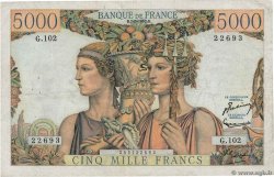 5000 Francs TERRE ET MER FRANKREICH  1952 F.48.06 SS