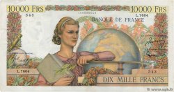 10000 Francs GÉNIE FRANÇAIS FRANCE  1954 F.50.72 VF