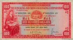 100 Dollars HONG KONG  1967 P.183b F