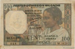 100 Francs - 20 Ariary MADAGASCAR  1961 P.052 F+