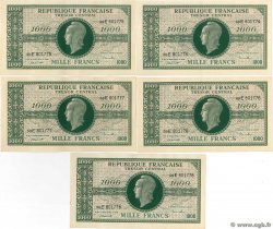 1000 Francs MARIANNE THOMAS DE LA RUE Consécutifs FRANCE  1945 VF.13.02 XF+