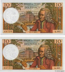 10 Francs VOLTAIRE Lot FRANCE  1967 F.62.29 VF+