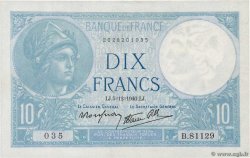 10 Francs MINERVE modifié FRANCE  1940 F.07.24