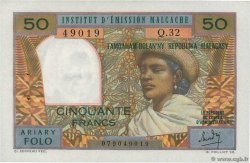 50 Francs - 10 Ariary MADAGASCAR  1969 P.061 AU
