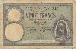 20 Francs ALGÉRIE  1925 P.078b B+