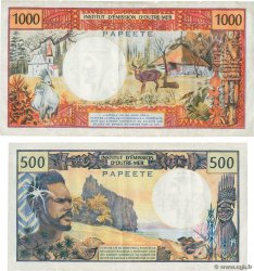 500 et 1000 Francs Lot TAHITI  1985 P.25d et P.27d F - VF