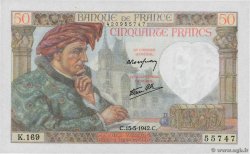 50 Francs JACQUES CŒUR FRANCIA  1942 F.19.20 q.FDC