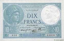 10 Francs MINERVE modifié FRANCE  1941 F.07.30