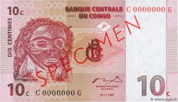10 Centimes Spécimen REPUBBLICA DEMOCRATICA DEL CONGO  1997 P.082s FDC