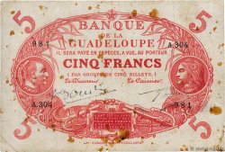 5 Francs Cabasson rouge GUADELOUPE  1945 P.07e q.MB