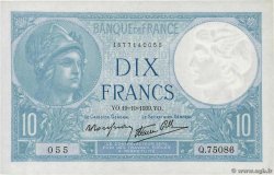 10 Francs MINERVE modifié FRANCIA  1939 F.07.12 EBC