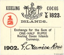 1/2 Rupee ÎLES KEELING COCOS  1902 PS.125 SUP à SPL