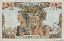 5000 Francs TERRE ET MER FRANCIA  1951 F.48.04 BC+
