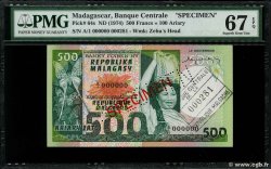 500 Francs - 100 Ariary Spécimen MADAGASKAR  1974 P.064s ST