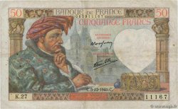 50 Francs JACQUES CŒUR FRANCE  1940 F.19.04 TB