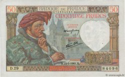 50 Francs JACQUES CŒUR FRANCE  1941 F.19.05 VF
