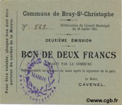 2 Francs FRANCE Regionalismus und verschiedenen  1915 JP.02-0372 fST+