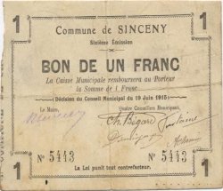 1 Franc FRANCE regionalism and various  1915 JP.02-2188 F+
