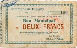 2 Francs FRANCE regionalism and miscellaneous Tupigny 1915 JP.02-2314 VG