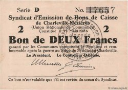 2 Francs FRANCE regionalism and various Charleville-Mezieres 1916 JP.08-084 XF