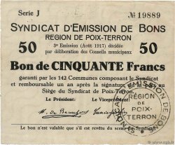 50 Francs FRANCE Regionalismus und verschiedenen Poix-Terron 1917 JP.08-154 SS