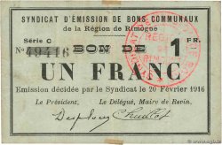 1 Franc FRANCE régionalisme et divers Rimogne 1916 JP.08-190