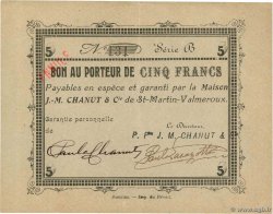 5 Francs Annulé FRANCE régionalisme et divers St-Martin-Valmeroux 1914 JP.15-09