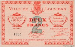 2 Francs FRANCE Regionalismus und verschiedenen Louviers 1916 JP.27-12 ST