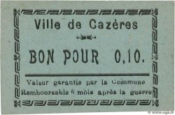 10 Centimes FRANCE regionalismo e varie Cazeres 1914 JP.31-039 SPL