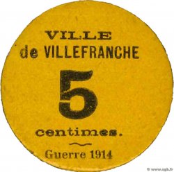 5 Centimes FRANCE regionalismo e varie Villefranche 1914 JP.31-224 AU