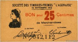 25 Centimes FRANCE régionalisme et divers Agen 1915 JP.47-013 SPL