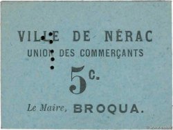 5 Centimes FRANCE regionalism and miscellaneous Nerac 1914 JP.47-214 AU