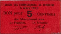 5 Centimes FRANCE regionalism and miscellaneous Tonneins 1916 JP.47-250 AU