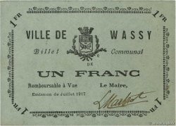 1 Franc FRANCE regionalismo e varie Wassy 1917 JP.52-52 SPL