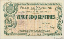 25 Centimes FRANCE regionalismo e varie Mayenne 1917 JP.53-21 FDC