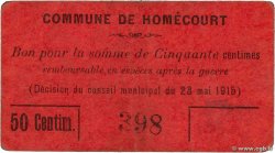 50 Centimes FRANCE regionalism and miscellaneous Homecourt 1915 JP.54-030 F