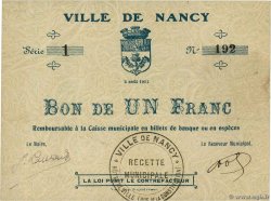 1 Franc FRANCE regionalism and various Nancy 1914 JP.54-081