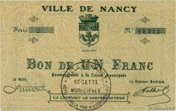 1 Franc FRANCE regionalism and various Nancy 1914 JP.54-084 AU