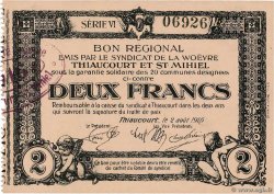 2 Francs FRANCE Regionalismus und verschiedenen Thiaucourt Et St Mihiel 1916 JP.54-097 ST
