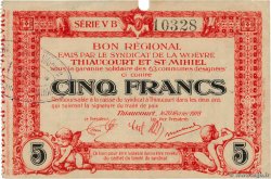 5 Francs FRANCE regionalism and various Thiaucourt Et St Mihiel 1918 JP.54-109